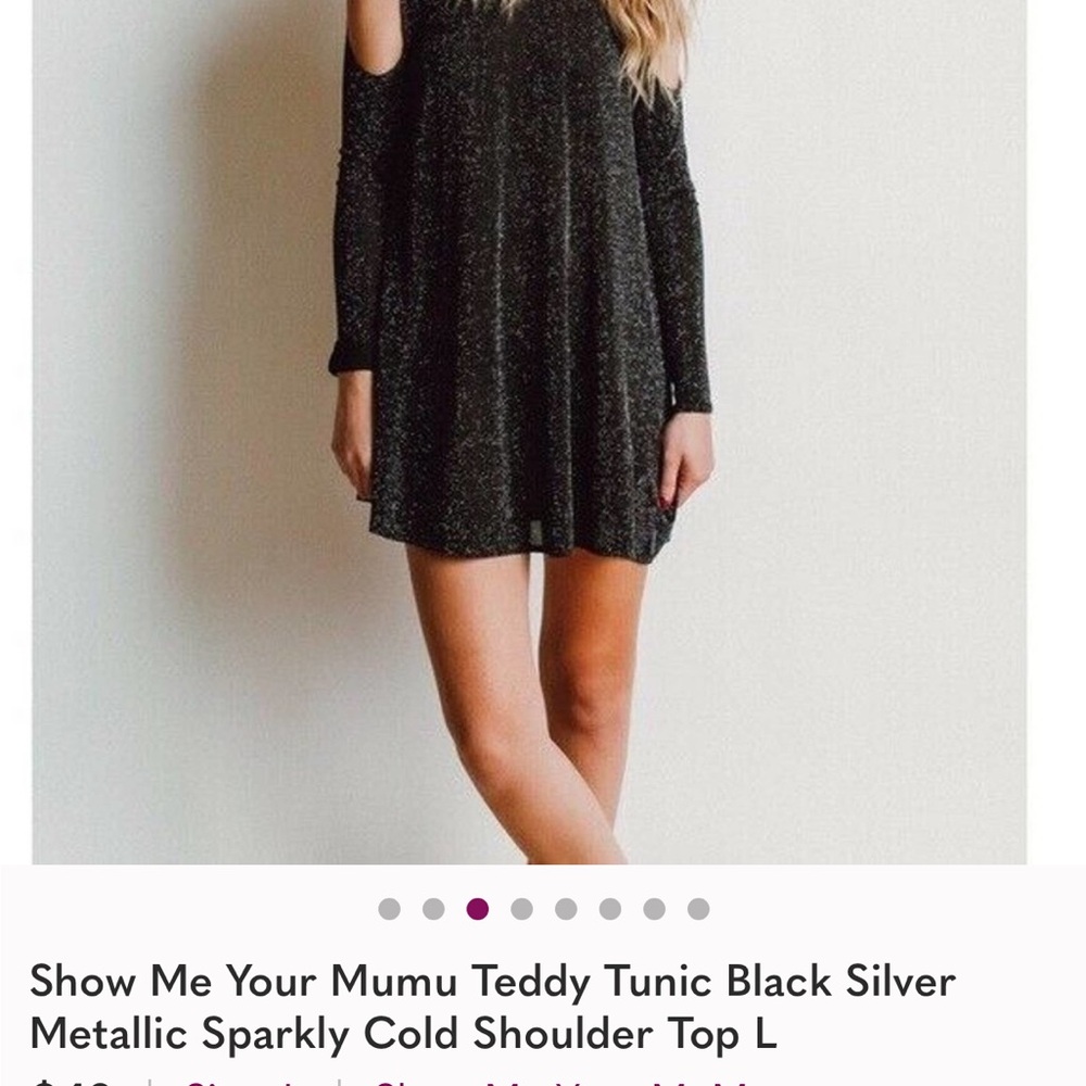 GUC Show Me Your MuMu Black & Silver Sparkle Cold Shoulder Mini Dress